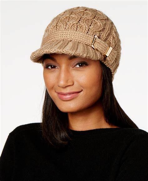 Michael Kors Women's Cableknit Newsboy Hat, Grey 